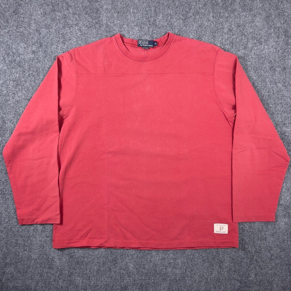 Polo Ralph Lauren Shirt Mens XL Red Long Sleeve Yoke Panel Crewneck P Patch